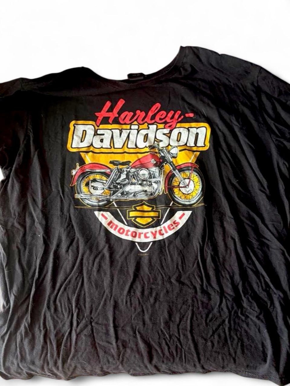 Harley-Davidson Black Short-Sleeve Tee with Red & Yellow Motorcycle Graphic